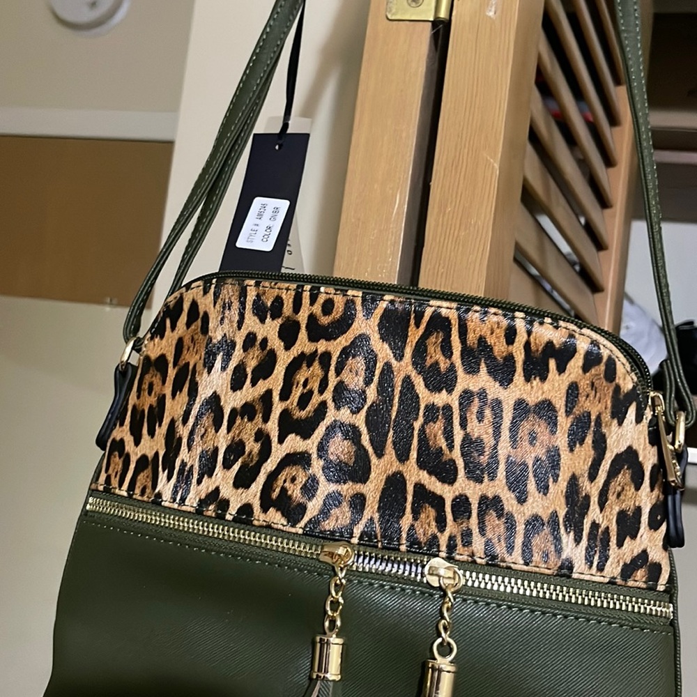 Olive green/ leopard cross body